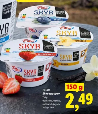 Skyr owocowy truskawkowy Pilos promocja w Lidl