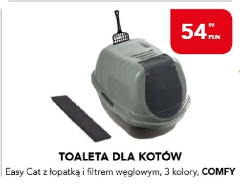 Toaleta dla kotów Easy Cat z łopatką i filtrem węglowym Comfy promocja w Aquael zoo