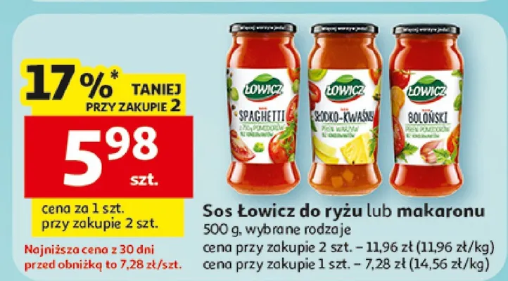 Sos do ryżu lub makaronu spaghetti promocja w Auchan