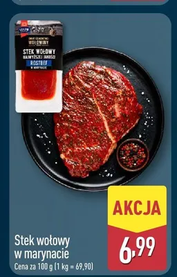 Stek wołowy w marynacie promocja w Aldi