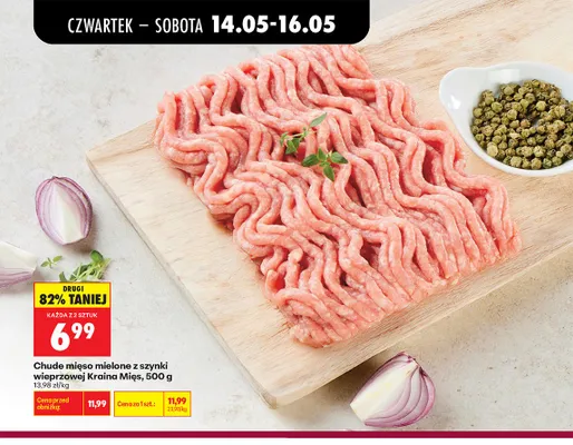 Chude mięso mielone z szynki wieprzowej Kraina Mięs promocja w Biedronka