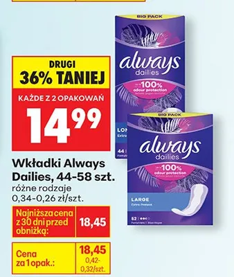 Wkładki Dailies różne rodzaje promocja w Biedronka