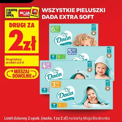 Pieluchy Dada Extra Soft rozmiar 3 promocja w Biedronka