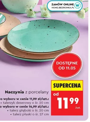 Talerzyk deserowy z porcelany MG home śr. 20cm promocja w Biedronka