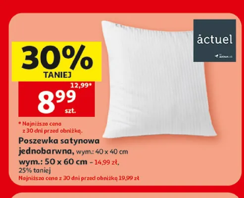 Poszewka satynowa jednobarwna Actuel 40x40 cm promocja w Auchan
