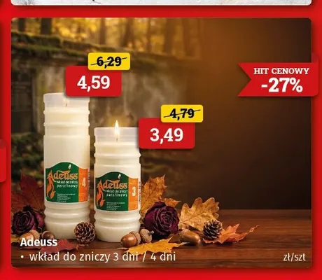 Wkład do zniczy 3 dni Adeuss promocja w Drogeria Kosmyk