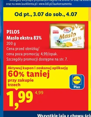 Masło ekstra 83% Pilos promocja w Lidl