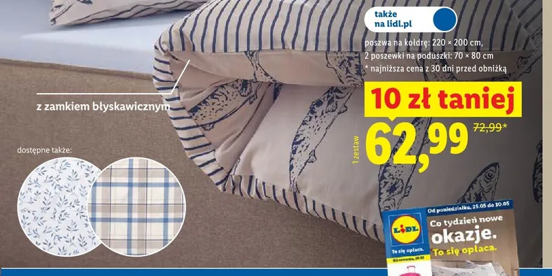 Pościel z bawełny renforcé LIVARNO 220x200cm 2 poszewki 70x80cm promocja w Lidl