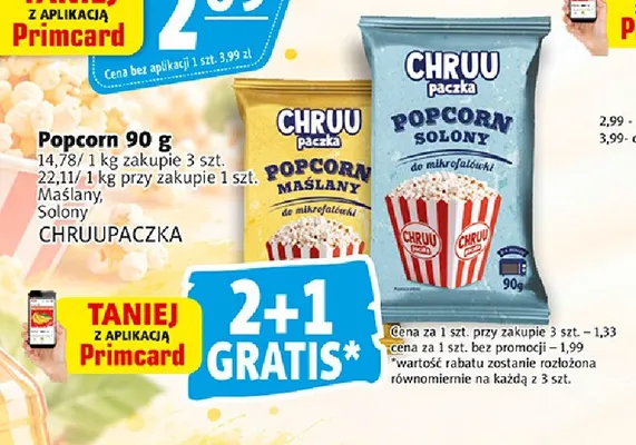 Popcorn solony Chruupaczka promocja w Prim Market