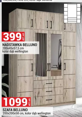 Szafa BELLUNO 200x200x58cm kolor dąb wellington promocja w Merkury Market