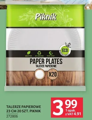 Talerze papierowe 23cm Piknik 272806 promocja w Selgros