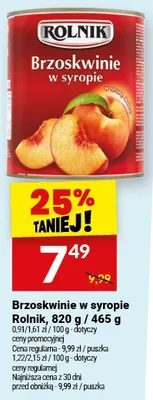 Brzoskwinie w syropie Rolnik, 820 g / 465 g promocja w Twój Market