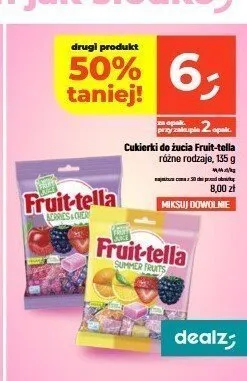 Cukierki do żucia Fruit-tella Summer Fruits promocja w Dealz