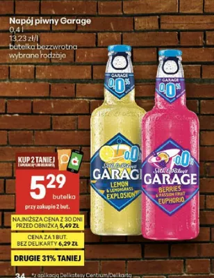 Napój piwny bezalkoholowy Garage Lemon & Lemongrass promocja w Delikatesy Centrum