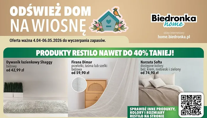 Narzuta dostępne kolory: beż, krem, niebieski i zielony promocja w Biedronka