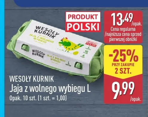 Jajka kurze z wolnego wybiegu L Wesoły Kurnik promocja w Aldi