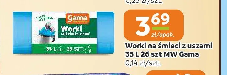 Worki na śmieci z uszami MW Gama promocja w Społem Częstochowa