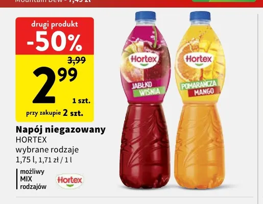 Napój niegazowany Hortex pomarańcza mango promocja w Intermarche