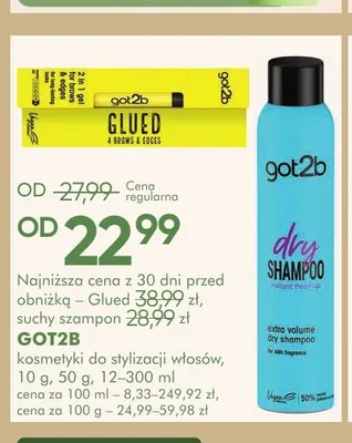 Kosmetyki do stylizacji włosów Got2b promocja w Super-Pharm