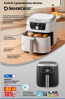Frytkownica beztłuszczowa Silvercrest 6,7 l 2150W biała promocja w Lidl