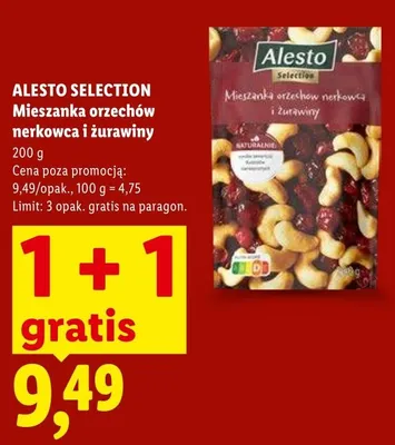 Mieszanka orzechów nerkowca i żurawiny Alesto Selection promocja w Lidl