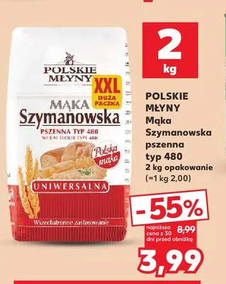 Mąka Szymanowska pszenna typ 480 Polskie Młyny promocja w Kaufland