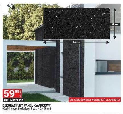 Dekoracyjny panel kwarcowy 90x45cm promocja w Merkury Market