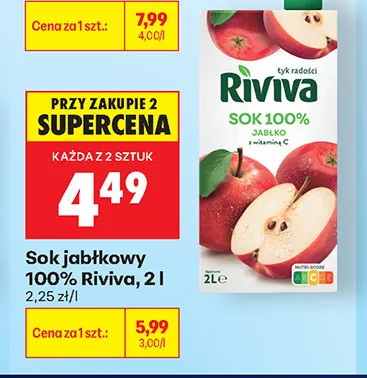 Sok jabłkowy Riviva 100% promocja w Biedronka