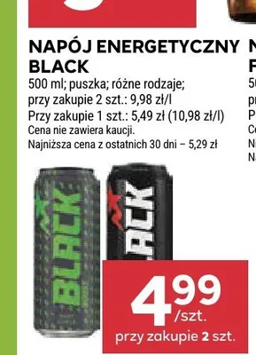 Napój energetyczny Black promocja w Stokrotka
