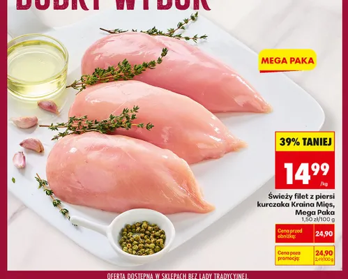 Świeży filet z piersi kurczaka Kraina Mięs Mega Paka promocja w Biedronka