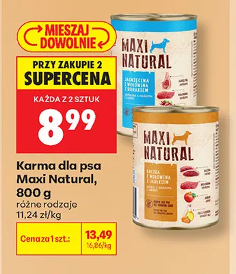 Karma dla psa jagnięcina i wołowina z burakiem Maxi Natural promocja w Biedronka