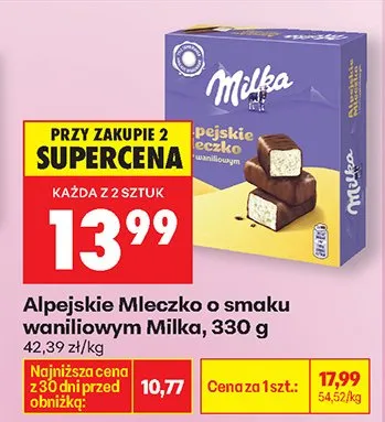 Alpejskie Mleczko o smaku waniliowym Milka promocja w Biedronka