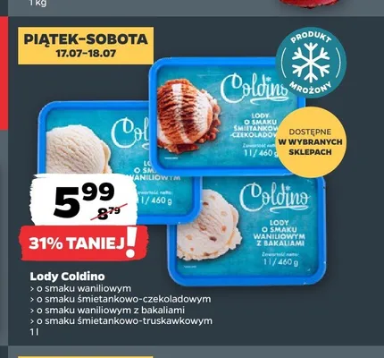 Lody waniliowe z bakaliami Coldino promocja w Netto