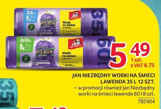 Worki na śmieci lawenda 35 l 12 szt. Jan Niezbędny promocja w Selgros