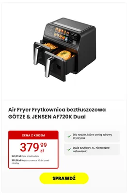 Frytkownica beztłuszczowa Götze & Jensen AF720K Dual promocja w Media Expert