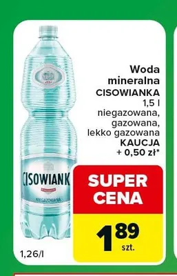 Woda mineralna Cisowianka lekko gazowana promocja w Carrefour Express
