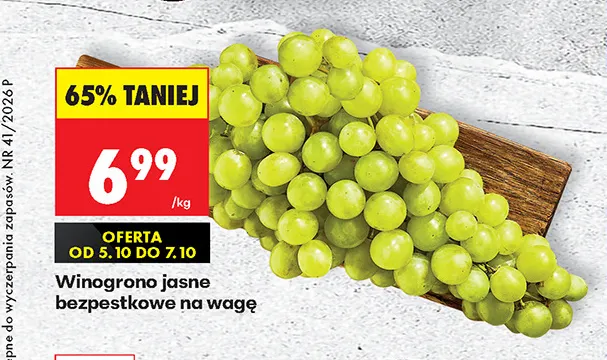 Winogrona jasne bezpestkowe promocja w Biedronka