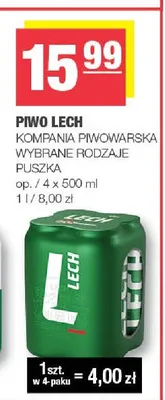 Piwo Lech Premium 4-pak promocja w SPAR