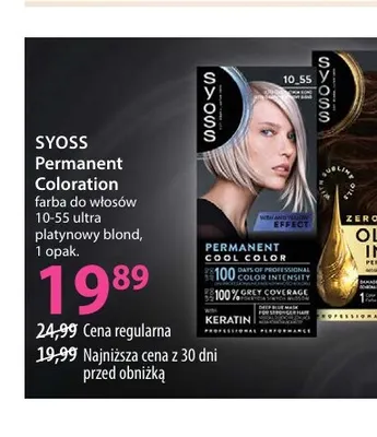 Farba do włosów 10-55 ultra platynowy blond Permanent Coloration Syoss promocja w Hebe