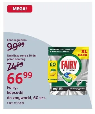 Kapsułki do zmywarki Fairy Platinum promocja w Rossmann