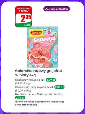 Galaretka różowy grejpfrut Winiary promocja w Dino