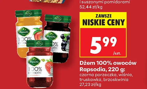 Dżem owoców wiśnia Rapsodia 100% promocja w Biedronka
