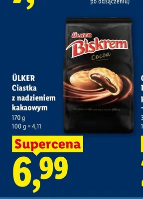 Ciastka z nadzieniem kakaowym Ülker Biskrem promocja w Lidl