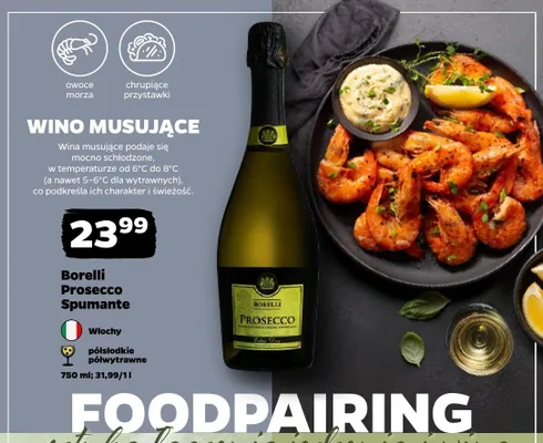 Wino musujące Borelli Prosecco Spumante promocja w Netto