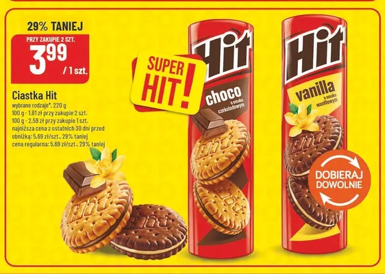 Ciastka Hit Choco o smaku czekoladowym promocja w POLOmarket