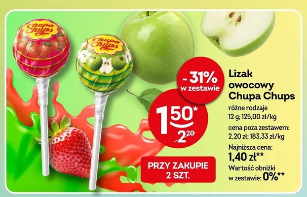 Lizak owocowy Chupa Chups jabłkowy promocja w Żabka