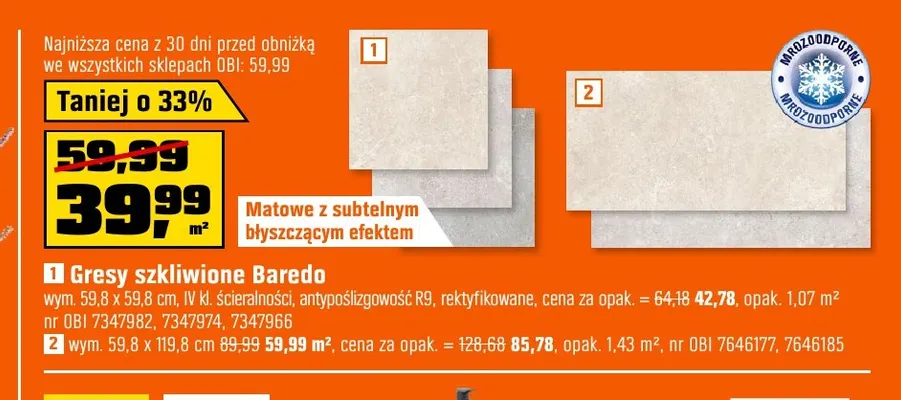 Gres szkliwiony Baredo 59,8x119,8 cm promocja w OBI