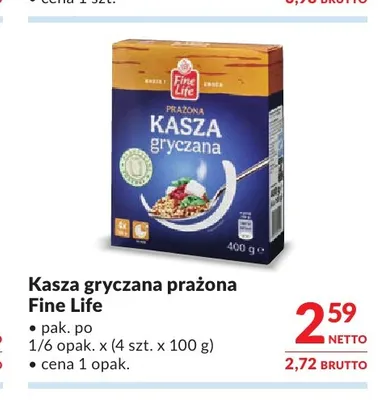 Kasza gryczana prażona Fine Life promocja w Makro