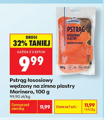Pstrąg łososiowy wędzony na zimno plastry Marinero promocja w Biedronka