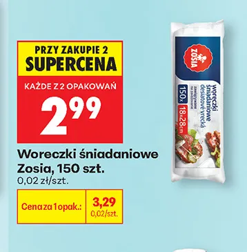 Woreczki śniadaniowe Zosia 150 szt. promocja w Biedronka